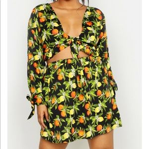 Lemon and Orange Two Piece Skirt Set